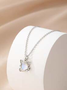 1套银色猫咪可爱项链 - 銀色 - 查看 4