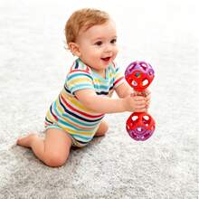 Newborn Teething Rattle Toy, Soft Rubber Jingle Ball, Sensory Development, Newborn Holiday Gift - Multicolor - View 6