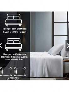 Lençol 4 peças  Percal Estampado todos os Tamanhos 180 Fios - FOLHAS VERDE / VERDE - Visão 3