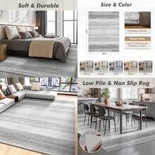 Modern Abstract Area Rug 5x7 Rugs For Living Room Bedroom-Carpet Machine Washable Rugs For Bedroom Dining Room Living Room Rug- Contemporary Neutral Grey - Grey+5x5 Ft Round - View 7