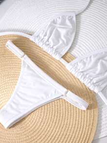 Women's String Bikini, Adjustable Thong, Sensual, Elegant, Casual, Beach, Travel - White - View 2