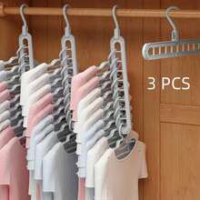 3 Packs  Space-Saving Folding Hangers, 9-Hole Design Durable Material, Multi-Garment Hanging, Foldable Slim For Bedroom Closet Dorm, Storage & Drying Tool - 粉紅色 3 件裝 - 查看 2