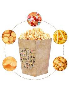10pcs/30pcs/50pcs Theme Disposable Letter Horror Birthday Paper Popcorn Bucket Box Container Movie Night Party Gift Snack Container Suitable For Movie Night Vintage Cinema Birthday Carnival Circus - Type a - View 6