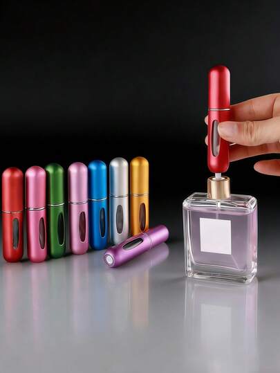 1pc/2pcs/3pcs/4pcs/5pcs 5ml Multi-Size Student Exclusive Perfume Refillable Spray Bottle, Affordable Highly Attractive Portable, Suitable For School, Commute, Shopping, Fits In Pencil Case/Makeup Bag, Leakproof Reusable Sample Bottle, Available In Pink, Blue, Black, Gold, Silver, Light Blue, Rose Red, Gray, Green, Red