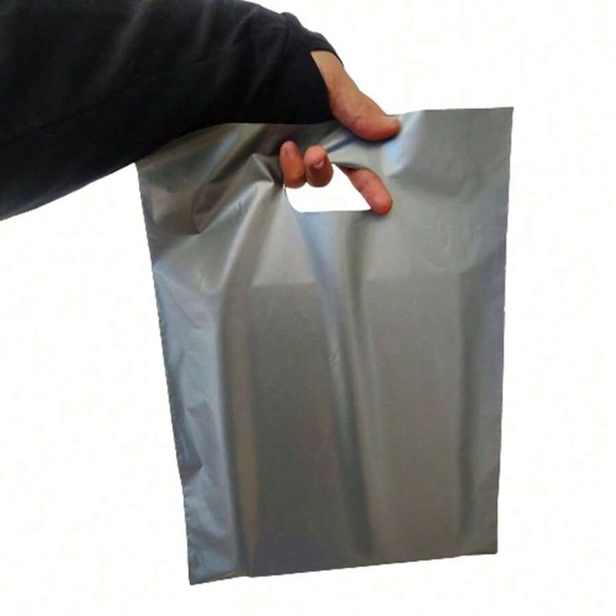 Sacolas Plásticas para lojas 30x40 Boca Vazada Pacote Com 25 Unidades - super resistentes - Prata - Visão 1