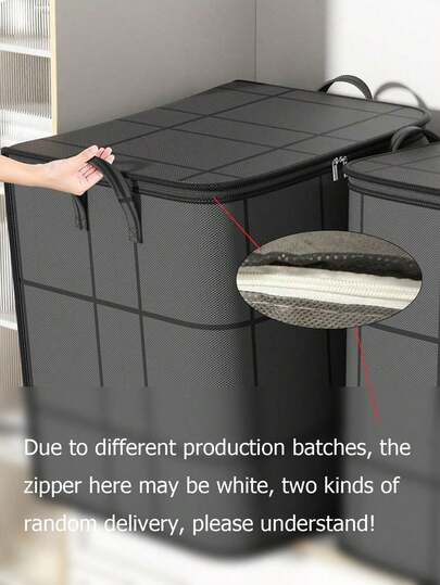 1PC Black Thickened Large-Capacity Storage Bag - Heavy-Duty Tear-Resistant Woven Fabric - Reinforced Stitching & Dust-Moisture Proof - Foldable & Stackable Storage - Ideal For Travel, Moving & Bedroom Stuff - Money Saving Essential For Home Organization