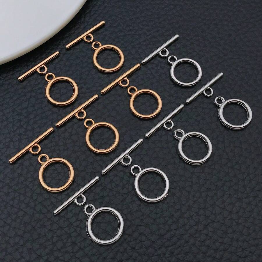 10 Sets Toggle Clasps T-Bar O-Ring Links Closures Round Metal OT Clasp For Jewelry Making Clasps Connectors DIY Crafts Necklace Bracelet - Multicolor - View 1