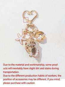 Asymmetrical Shell, Starfish, Conch And Starfish Packaging Ornament, Heart-Shaped Buckle Design, Wallet Pendant Decoration, Bridesmaid Gift, Summer Accessory, Beach Vacation Pendant Decoration, Starfish Shell Keychain Detail, Charming Accessory, Perfect For Women, Ideal For Vacation And Daily Use, Popular Summer Beach Accessory For Fashionistas, Perfect For Mother's Day, Valentine's Day And Other Holiday Gifts - Multicolor - View 12
