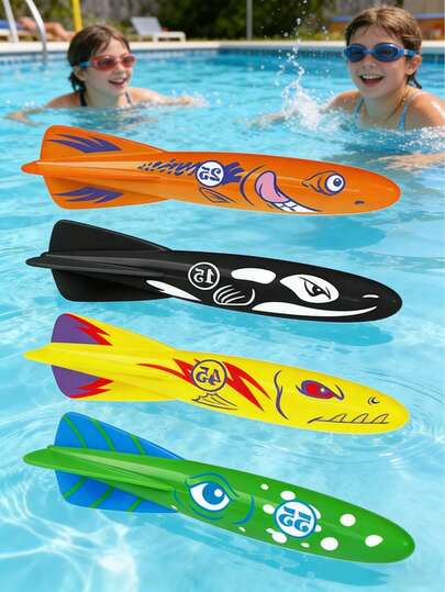 Set de 4 piezas de juguetes de buceo y natación para verano y uso al aire libre, que incluye juguete de hierba de buceo subacuático, aro de buceo que se hunde y juguete de torpedo, herramientas de entrenamiento profesional de snorkel, adecuado para juegos interactivos familiares y de piscina para niños