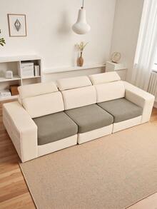 1件/2件/3件装条纹沙发坐垫套，经典简约纯色弹力防尘保护套，适用于酒店、卧室、客厅 - 條紋格沙發坐墊套1人 - 查看 34