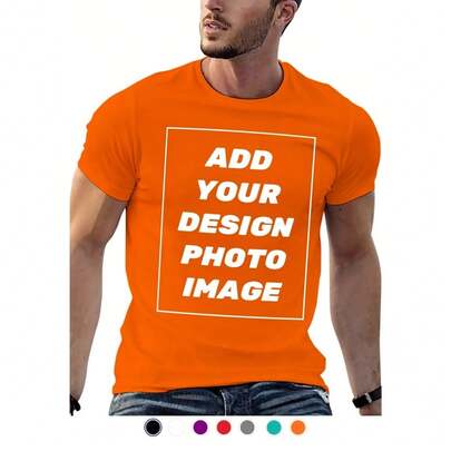 Oversized Custom T-Shirt 7 Colors Personalized Plus Size Tee Pure Cotton Tshirt - Add Your Image Photo Design - Men Women Adult Size - Solid Crew Neck Short Sleeve Tee Soft Comfortable Casual Workout Sportswear