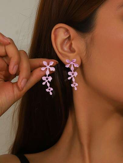 1 par de pendientes elegantes y delicados con floral y borlas en estilo retro y sexy, versátiles para uso diario casual, fiestas, festivales de música y vacaciones en la playa de las mujeres