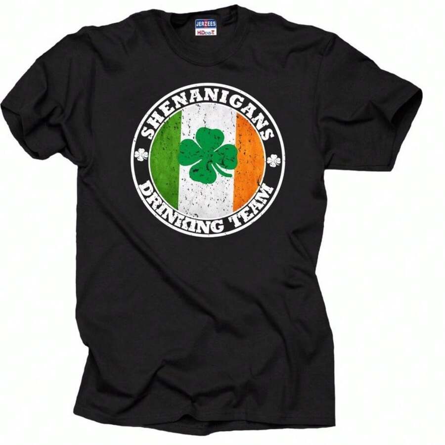 St. Patrick's Day Shenanigans Drinking Team T-Shirt Funny  Irish Ireland Tee - 黑色 - 查看 1