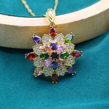 18K Gold Plated Grape Cluster Cubic Zirconia Pendant Necklace - Multicolor December Birthstone Jewelry, Sparkling Wedding/Valentine's Day Gift, Elegant Jewelry For Women All Year Round - Style 4 - View 4