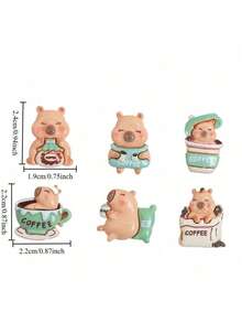 6/12pcs Creative Coffee Beaver Fridge Magnets, Cute Animal Pattern Decorative Stickers Suitable For Refrigerator, Whiteboard, Storage Cabinet And Dishwasher, Kitchen And Home Decor - Multicolor - View 5