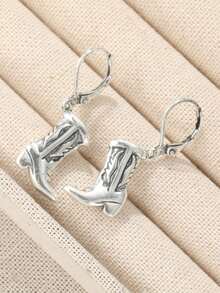 Pendientes de bota de vaquero de cobre vintage hechos a mano, pendientes delicados de bota de vaquero de plata, joyería de estilo suroeste, accesorios de estilo occidental, pendientes de mascota de Navidad, regalo perfecto - Plateado - Ver 3