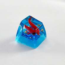 1pc Mechanical Keyboard, With Transparent And Cute Gold Carp And Goldfish Keycaps, Sa-R1 Height Design, Made Of ABS Material, Equipped With Replaceable ESC Key, Is A Cute DIY Computer Accessory Gift. - Red Goldfish - View 3