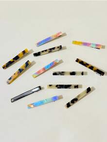 4 piezas de pinzas para el cabello de acetato casual, accesorios para el cabello para mujeres, accesorios para la cabeza, pinzas de garra, pasadores para el cabello - Rosa - Ver 2