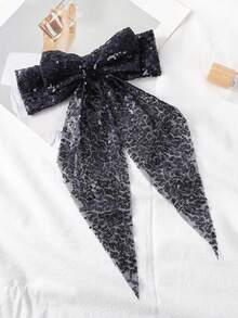 1Pc Sparkling Sequin Ombre Tulle Bow Hair Clips, 3 Styles (Burgundy/Navy/Gold), Party Glitter Hair Accessories, Prom Shining Hairpins - Multicolor - View 2