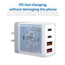 快速充电美规A型插头110-127V 3PCS/2PCS/1PC 55W超快4端口充电器，配备2个USB-A端口和2个USB-C端口，墙式充电器，完全兼容 17/16/15/14/13/12系列以及三星Galaxy S26/S25/S24/S23系列，非常适合家庭、办公室和旅行使用，情人节礼物系列。 - 查看 8