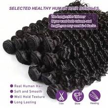 15A Human Hair Deep Wave Bundles 10-32Inch Hair Extension Natural Black Color Human Hair Bundles For Women Bundles Natural Black Straight Human Hair Extensions - SYellow - Xem 2