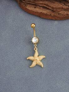 Bohemian European & Asian Retro Sexy Street Style INS Viral Ocean Beach Vacation Starfish Shell Heart Navel Ring (Based On Actual Item) - Multicolor - View 3