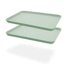 2Pcs Unbreakable Serving Tray Decorative Tray Wheat Straw, 13.7 X 9.8 In Great For Dinner Tea Bed Bar Breakfast Food (Gre1en) - Gre1en - View 1