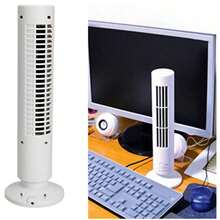 Ventilador de Torre portátil, silencioso, sin aspas, Ventilador eléctrico de 2 velocidades, Ventilador de Torre Alimentado por USB, Ventilador de Aire Acondicionado Vertical para Interior - Blanco y Negro - Ver 9