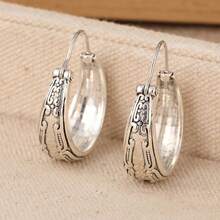 Bohemian Style Earrings, Silver-Tone Women's Earrings, Handmade Earrings, Gift For Her, Textured Silver Earrings - Antique Silver - View 3