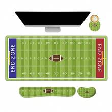 Gre1en Desk Mat Set, Extended Gaming  Pad With Wrist Rest Support +Keyboard Wrist Rest +Coaster, Large Cute Pad, American Football Field - AmericanFootballField - View 1