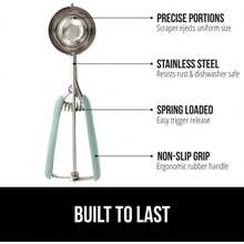Premium StainlSteel, Spring-Loaded Scoop for Fruit, Cookie and Ice Cream, Easy Squeeze and Clean Release, Comfortable Handle, - Menta - Ver 4