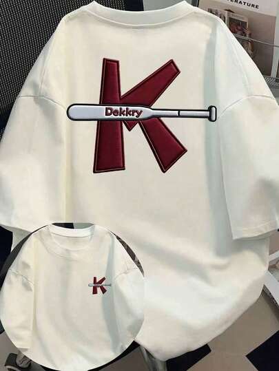 Y2K Style Women's Loose Fit Baseball Bat Graphic Short Sleeve T-Shirt, Suitable For Daily Wear, Outings, Parties, School, Music Festivals, Vacations, Commuting. Can Be Given As A Gift To Family, Boyfriend, Girlfriend, Friends, An Ideal Summer Clothing Choice For Girls.