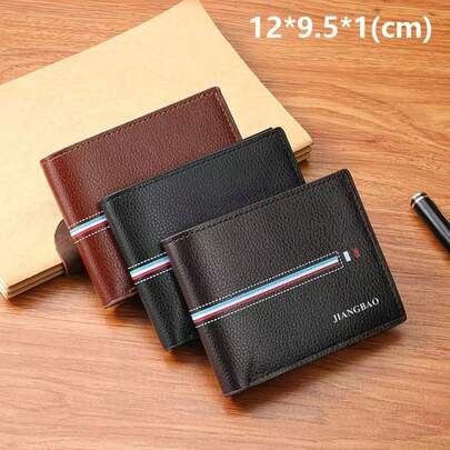 Fashionable Men's Short Wallet, Ultra-Thin Bifold Design, Multi-Card Slots And Cash Compartment, RFID Blocking, Anti-Scratch, Suitable For Daily Use, Birthday, Anniversary, Travel, Gathering With Friends, Outdoor Activities, Commuting, Business Trip And Leisure Scenarios, Ideal Gift For Father And Boyfriend