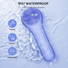 Silicone Face Scrubber, Waterproof Cleansing Brush Men Women, Rechargeable Face Scrubber With 5 Modes For Deep Cleansing, Exfoliating, Massage (Blue) - Rượu sâm banh - Xem 4