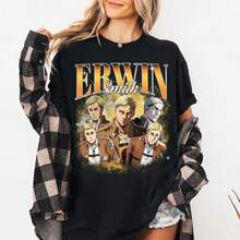 Erwin Smith Shirt,  Tee |   Commander Erwin, Shingeki No Kyojin, 90s Bootleg Anime Gift - Black - View 6