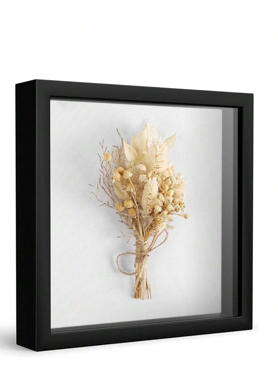 Califortree 8x8 英寸立体相框，带柔软亚麻衬里，可用于展示鲜花、门票和 3D 物品，黑色 - 黑色 - 查看 1