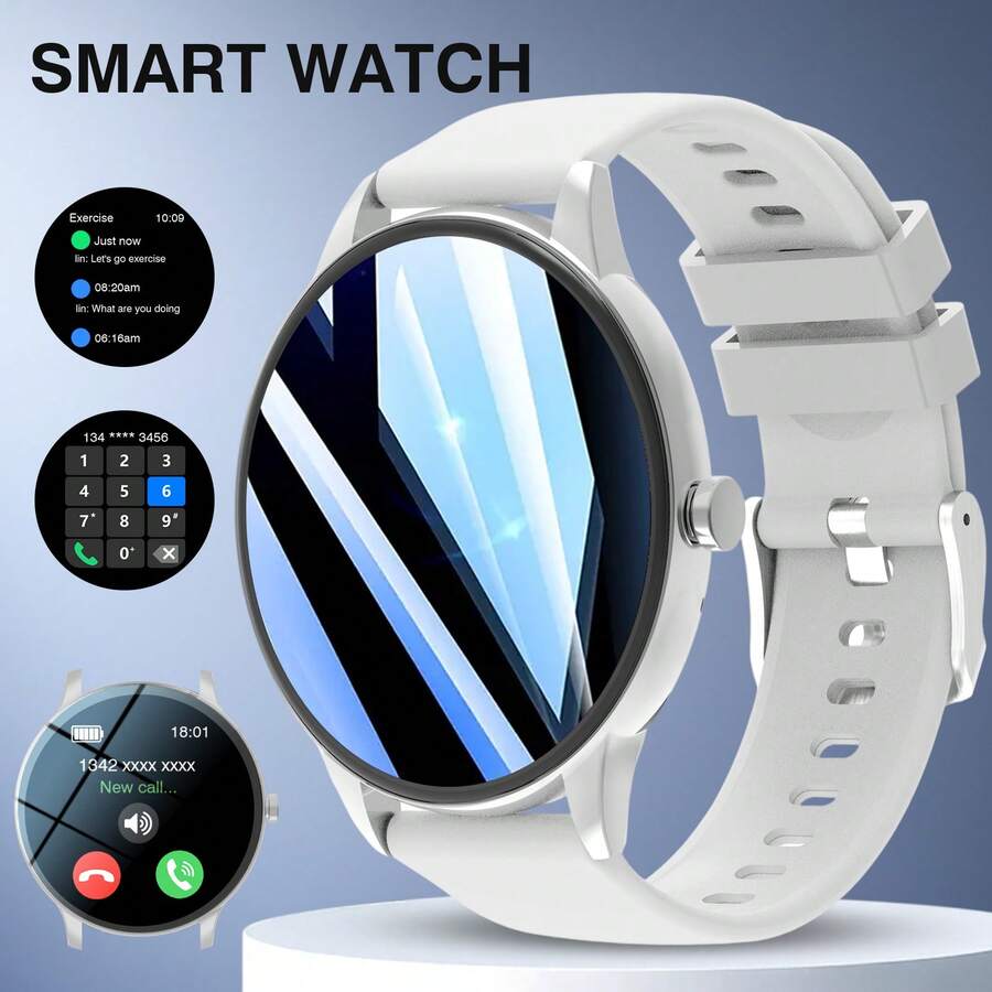 Reloj inteligente unisex con pantalla circular, compatible con llamadas, recordatorio de mensajes, seguimiento deportivo, control de cámara, reproducción de música, información meteorológica, múltiples modos deportivos, alta relación calidad-precio, vale la pena tener - Multicolor - Ver 1