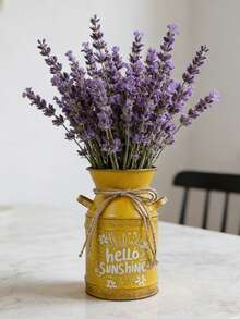 Vintage Sunshine Yellow Iron Vase. The Warm Yellow Tone Echoes The Sunny Slogan, Making The Vase Full Of Vitality, As If It's A Lively Little Item Brought Back From A Seaside Market. Inserting African Marigolds Can Create A Vibrant And Sunny Balcony Focal Point, While Using Plumeria Can Evoke A , Relaxing Vacation Feel, Suitable For Various Energetic Settings. - Double-eared Pot - View 3