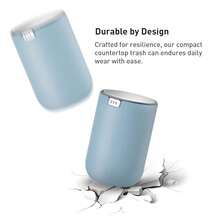 Mini Desk Trash Can With Swing-Top Lid 0.4 Gallon Small Table Round Wastebasket For Office, Home, Car (Blue) - Blue15Liters - View 8