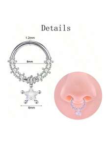 1 Piece Delicate Cubic Zirconia Inlaid Waterdrop Pendant Nose Hoop Ring For Girls Valentine's Day Gift - Silver - View 11