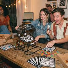 Bingo Game Set-Includes Metal Cage,80 Colorful Bingo Chips,Bingo Cards,Colored Balls,Plastic Masterboard,Great For Large Groups,Parties - Corlorful - View 6