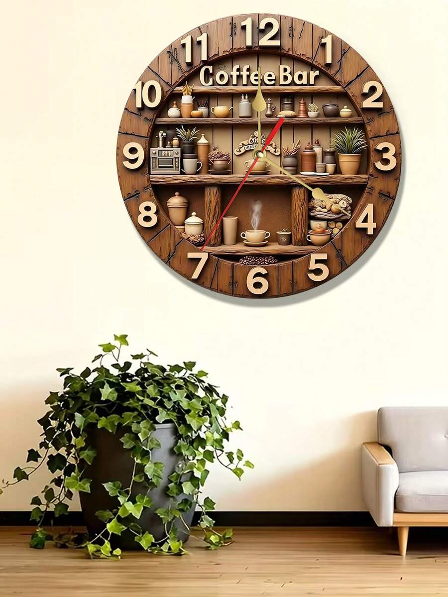 1个10/12英寸2D效果静音木质DIY挂钟 - 彩色 - 查看 1