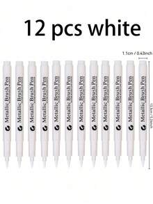 3-12支/套 金属质感永久性马克笔，白色/金色/银色，防水油性颜料马克笔，适用于岩石、马克杯、陶瓷、玻璃等材质，DIY绘画用品 - 彩色 - 查看 35