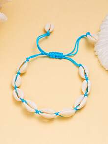 1 chiếc vòng tay dệt từ vỏ sò kiểu đại dương - Màu xanh lam - Xem 3