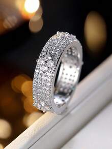1pc Micro-Inlaid Zirconia Colorful Flower Ring, Versatile Elegant Finger Ring For Women - Ring - View 21