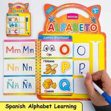 Erasable Spanish Alphabet & Numbers Practice Book Set Kids Preschool Spanish Educational Learning Workbook Reusable Dry Erase Writing Activity Book - Multicolor - View 7