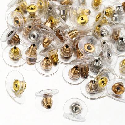 100个透明UFO造型耳塞金属耳扩，通用耳环配件，适合DIY珠宝制作工艺用品