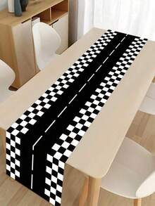 1pc Racing Car Table Runner, Boy Birthday Party Table Cloth, Black White Checkered Race Track Table Flag, Racing Track Decorative Props, Racing Game Decorations Table Cover, Sporting Event Decorations Tablecloth, Racing Party Decorations, Kitchen Cabinet Covers, Restaurant Table Center Decoration, Room Decoration, Home Decoration, Outdoor Camping Picnic Table Cloth, Birthday Gift, Party Favor - Đen trắng - Xem 9