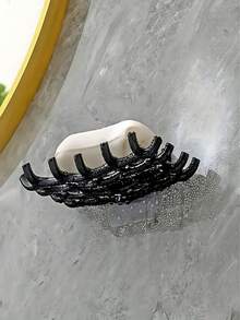 No-Drill Wall-Mounted Soap Holder, Suitable For Soap, Bath Balls, Brush Heads, Hair Accessories, Faux Woven Plastic Soap Rack, Door Back Storage Hook, Bedroom Bathroom Kitchen Storage Organizer, Bathroom Accessories - Multicolor - View 9