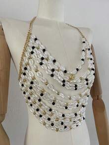 2026 Bohemian Shell Beaded Body Chain Bra For Women Beach Vacation , Music Festival Party Gold Chain Seashell Chest Harness Top - Beige - View 6